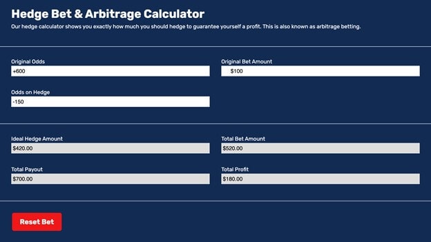 Hedge Bet & Arbitrage Calculator