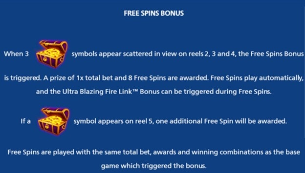 Ultra Blazing Fire Link Slot Free Spins Bonus