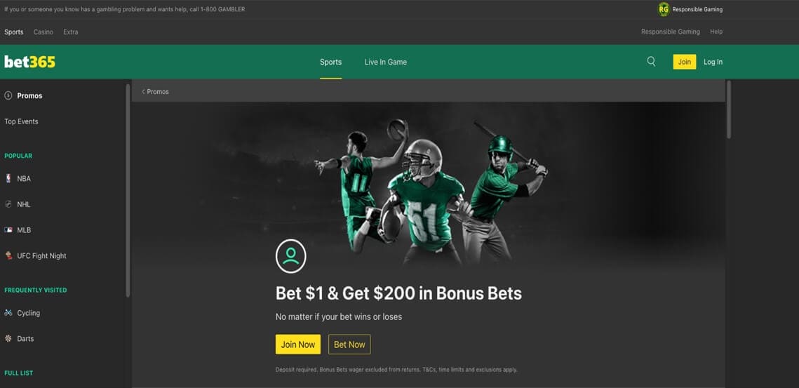 Bet365 Sports Betting Homepage