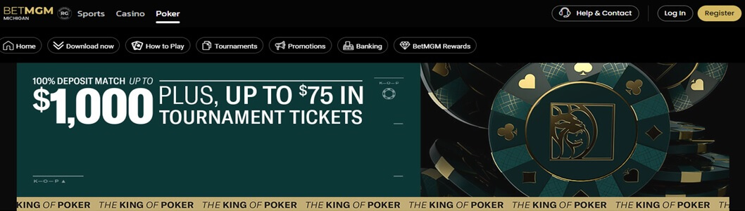 BetMGM Poker Homepage