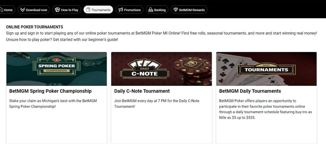 BetMGM Poker Tournaments