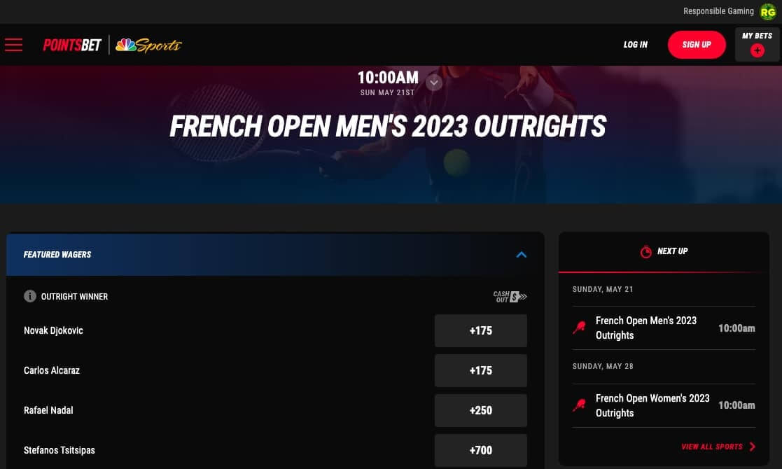 Caesars Tennis Example Bet