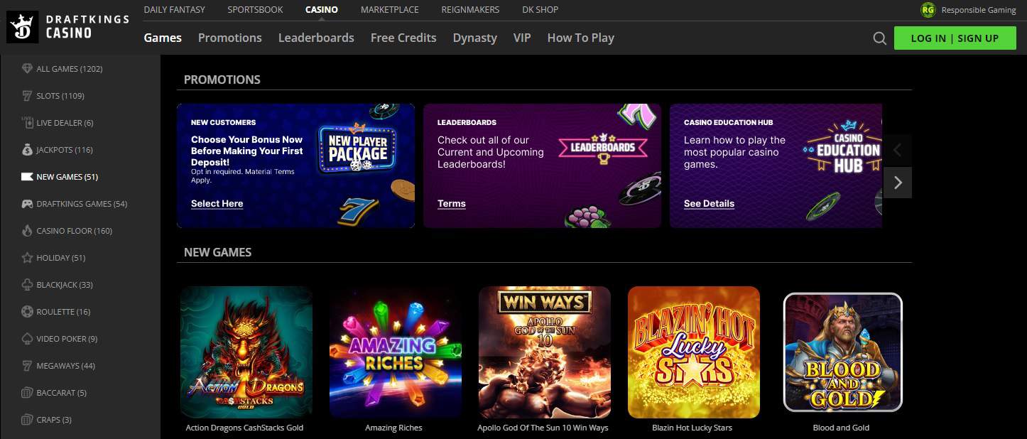 Draftkings casino slots lobby