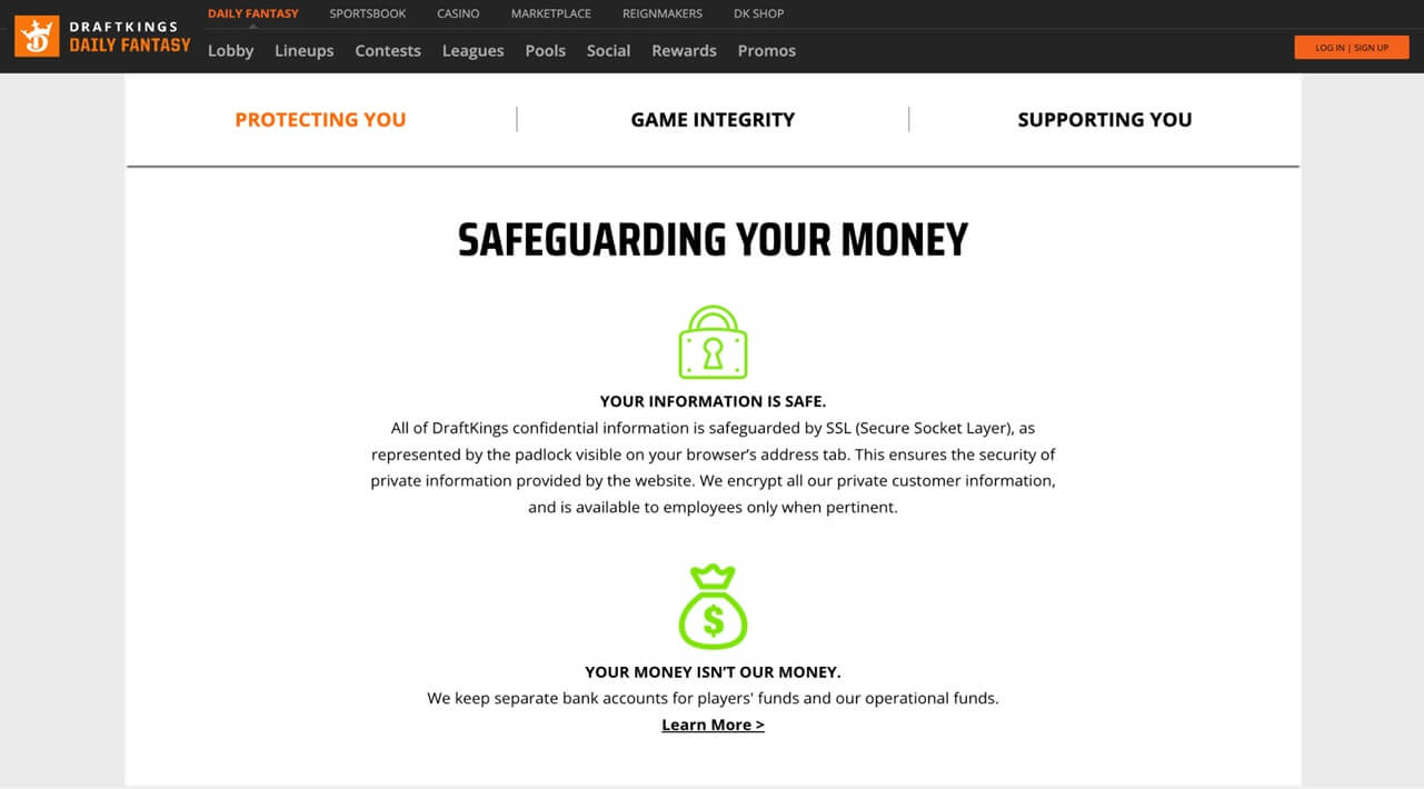 DraftKings Safe Banking