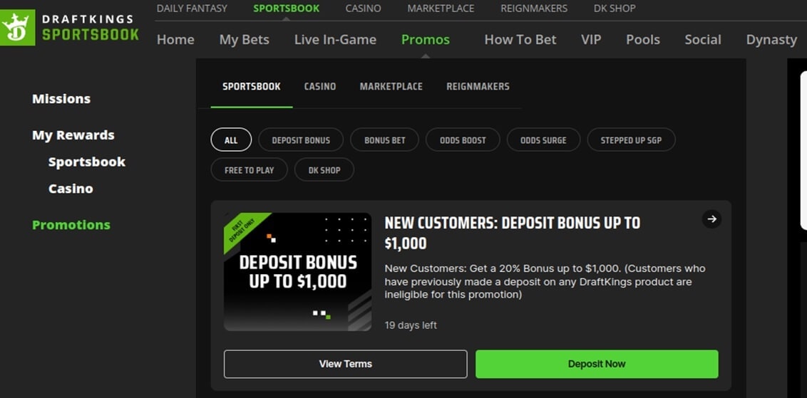 DraftKings Sportsbook Bonuses