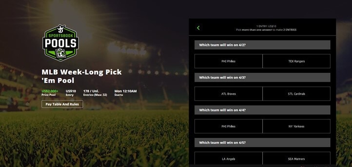DraftKings Sportsbook Pools Example