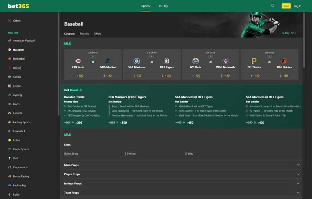 Bet365 Sports Lobby