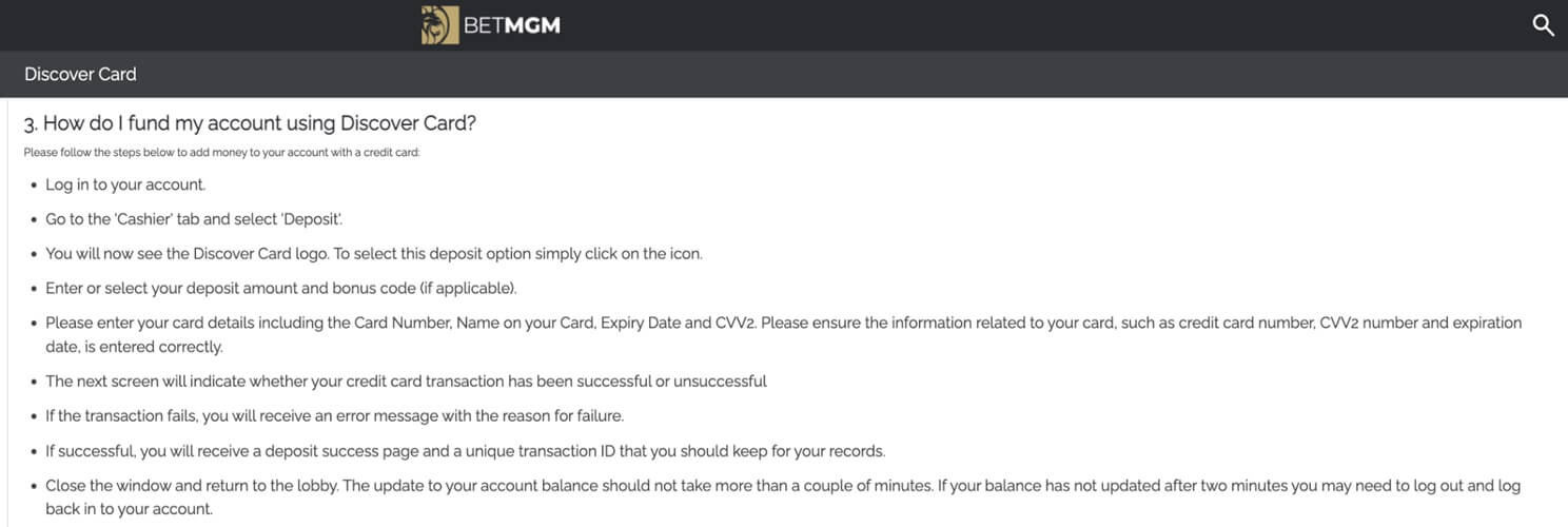 BetMGM Discover Card