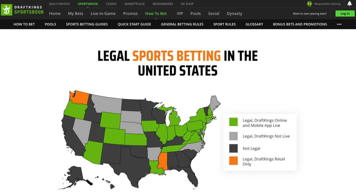 DraftKings Sportsbook Legal States Sports Betting