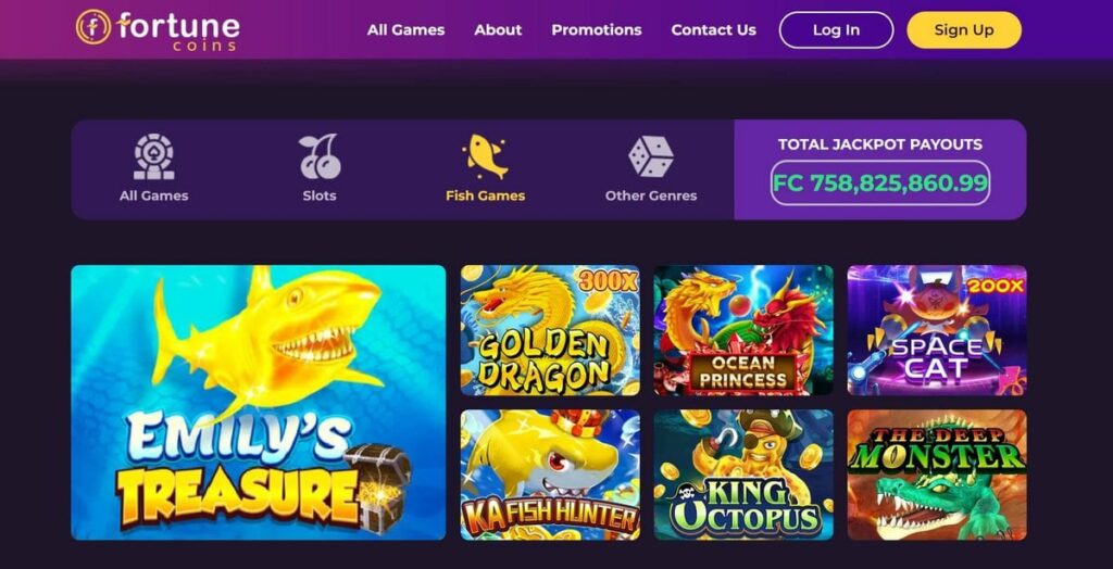 Fortune Coins Casino Fish Games Homepage