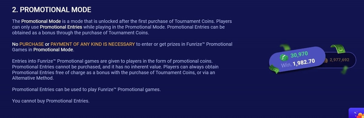 Funrize Promo Mode