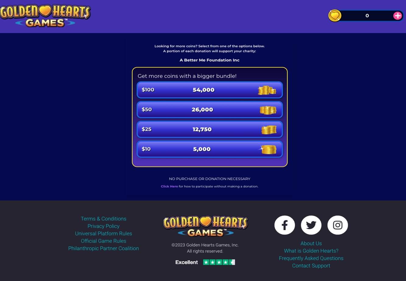 Golden Hearts Games Gold Coin Packages