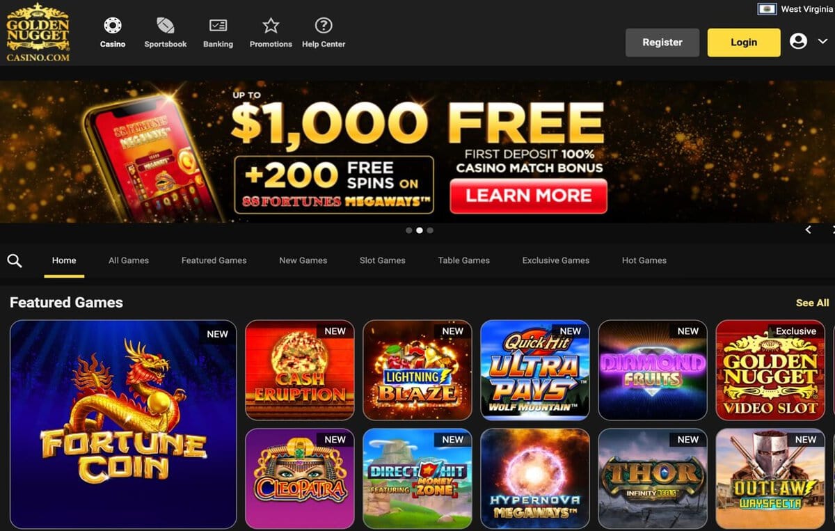 Golden Nugget Casino Homepage