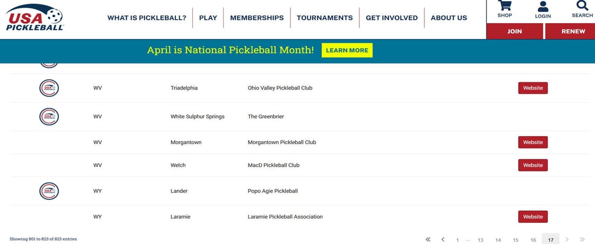 Pickleball USA Website