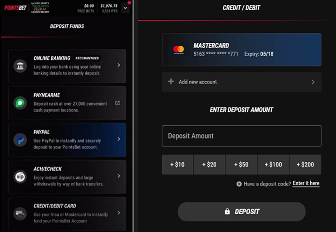 PointsBet Deposit Funds