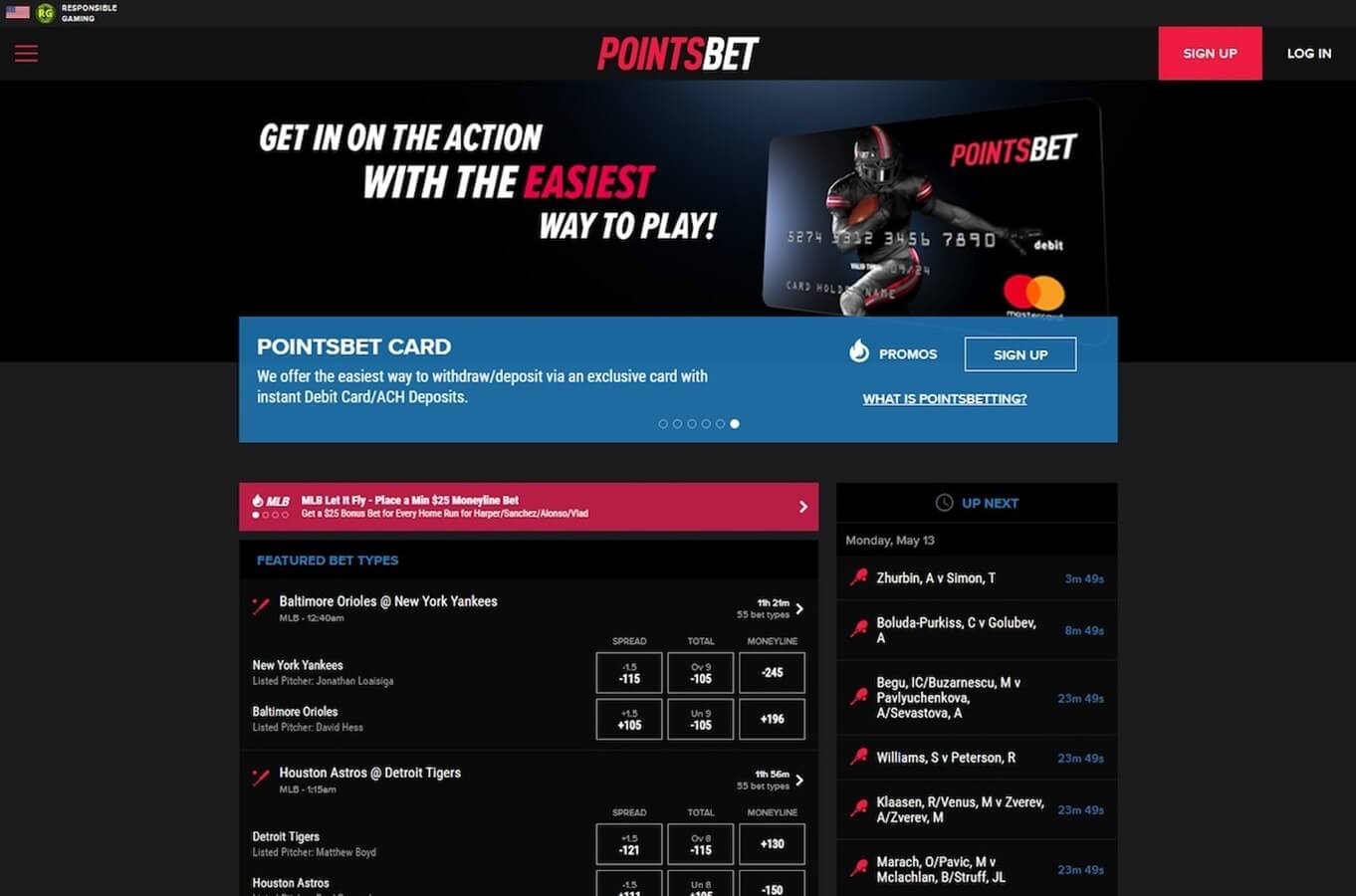 PointsBet Homepage Sportsbook