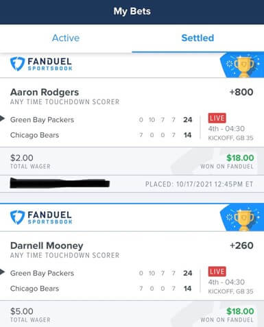 fanduel sportsbook anytime touchdown scorer