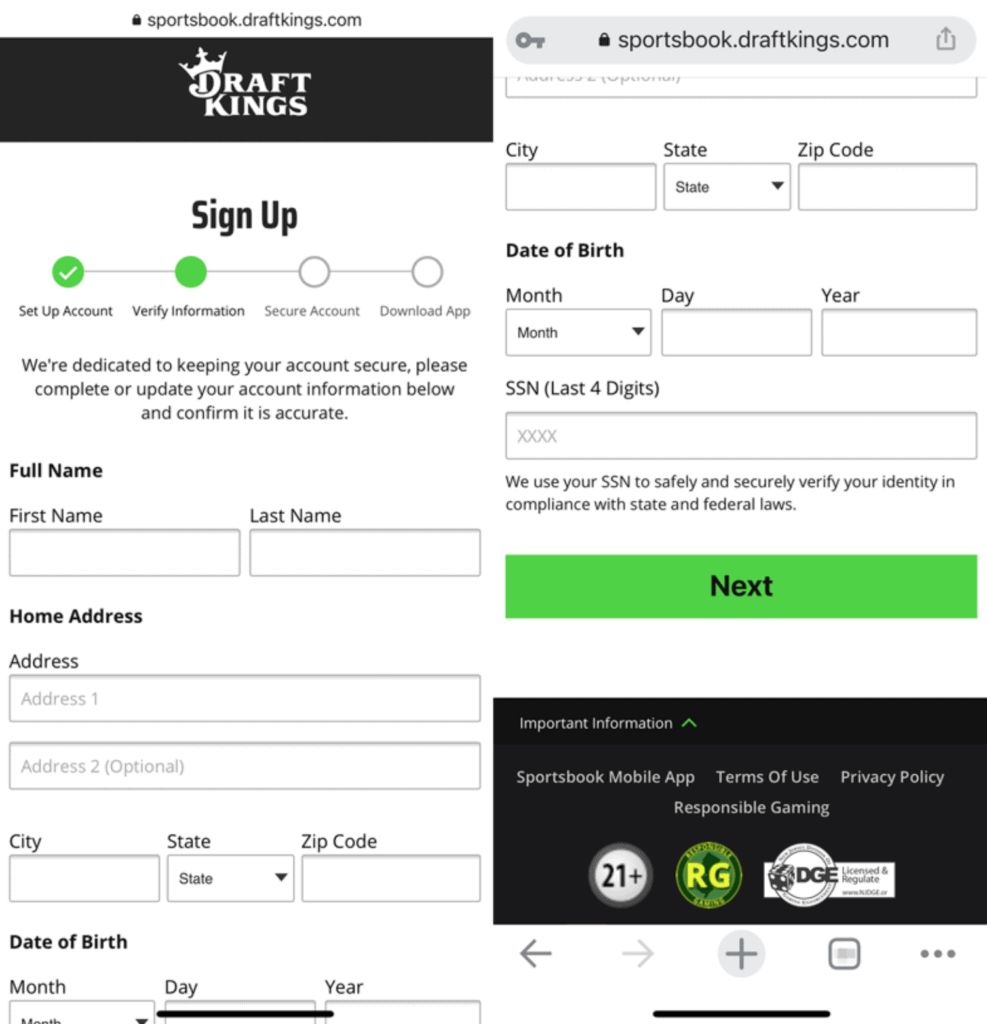 draftkings sign up process