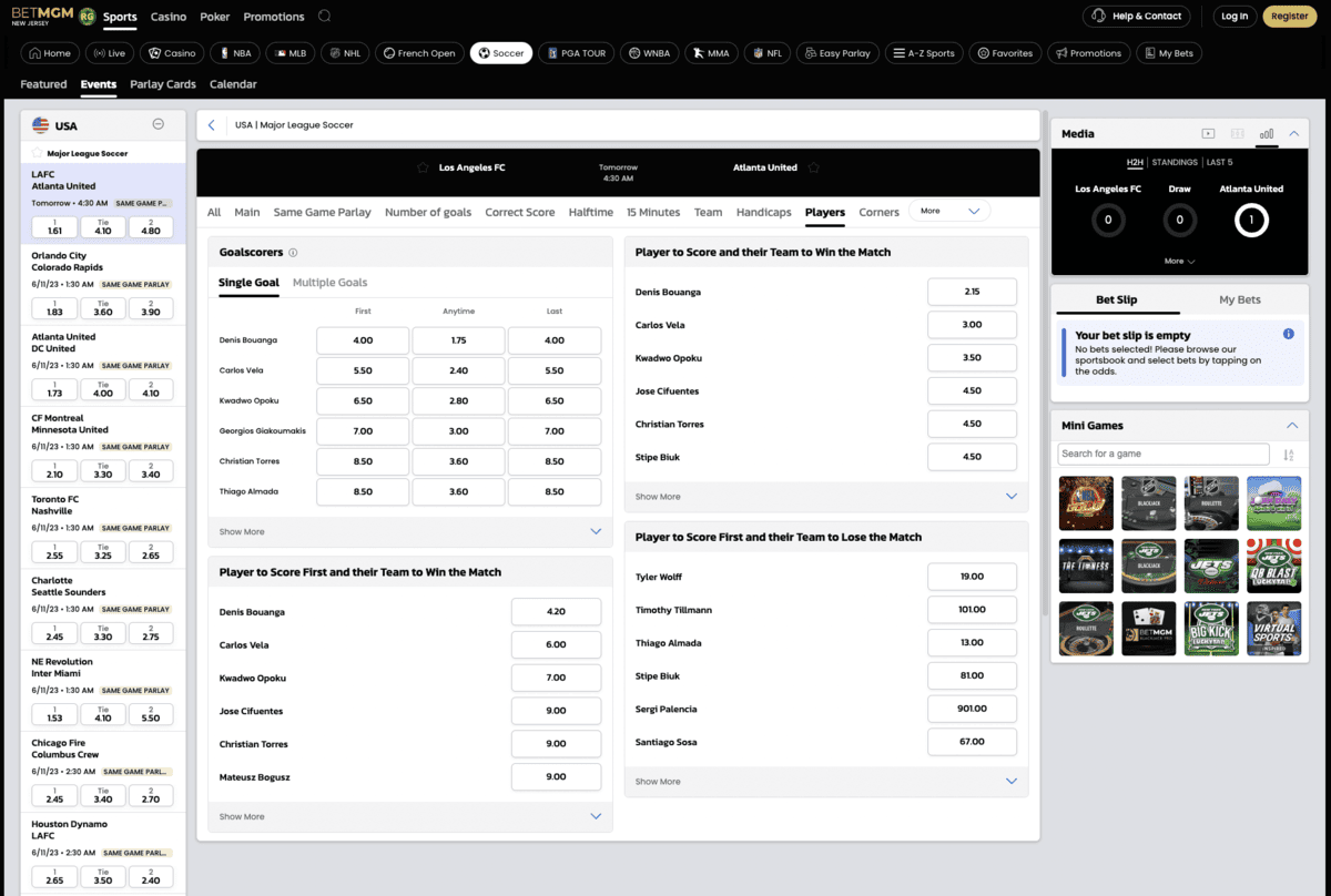 mls soccer betting markets