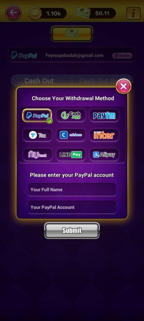 Cash Slot Withdrawal Method