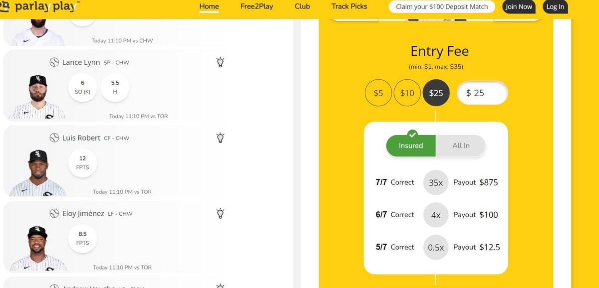 Parlayplay Entry Fee