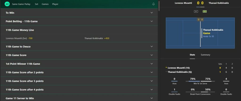 bet365 tennis flash bets