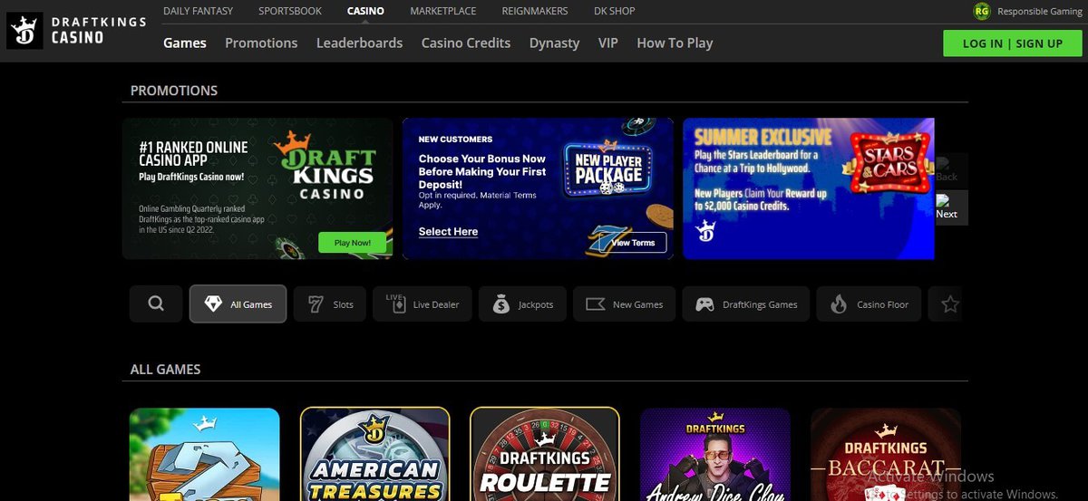 Draftkings Casino Lobby