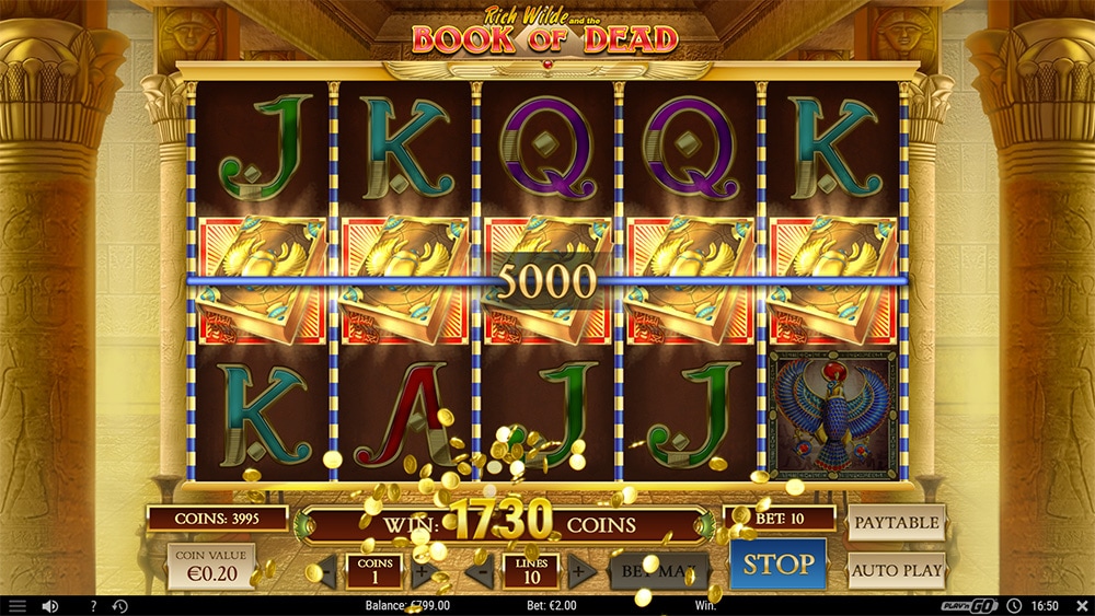 Book Of Dead slot 5 scatters win