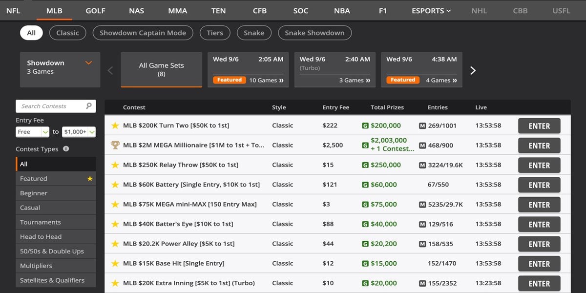 DraftKings DFS MLB