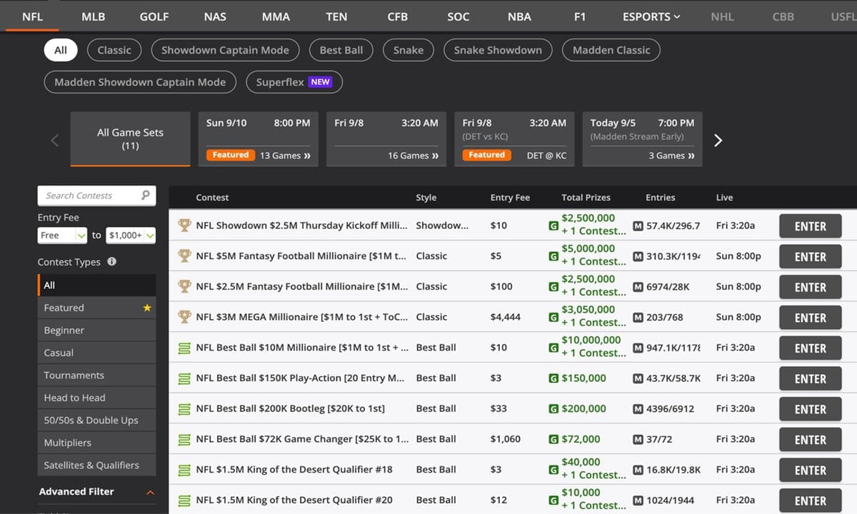 DraftKings DFS NFL