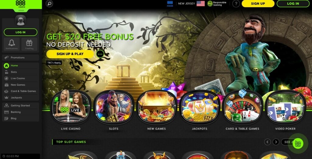 888 Casino Homepage