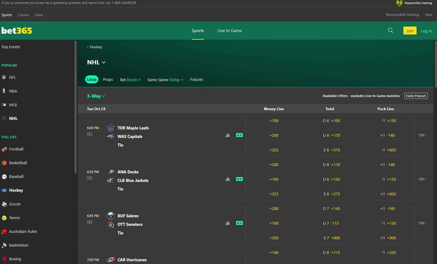 Bet 365 Lobby