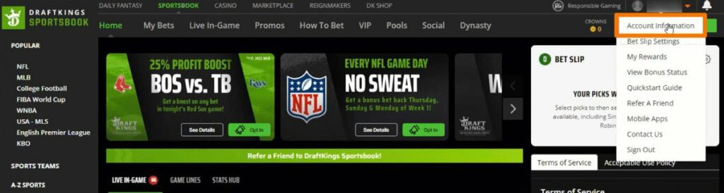 draftkings withdrawal sign up