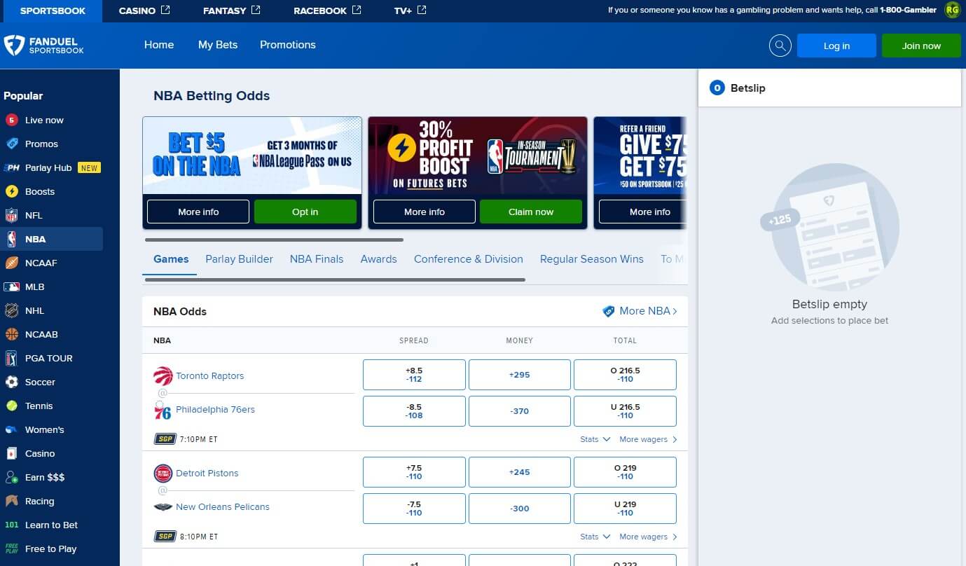 Fanduel Sportsbook NBA Betting